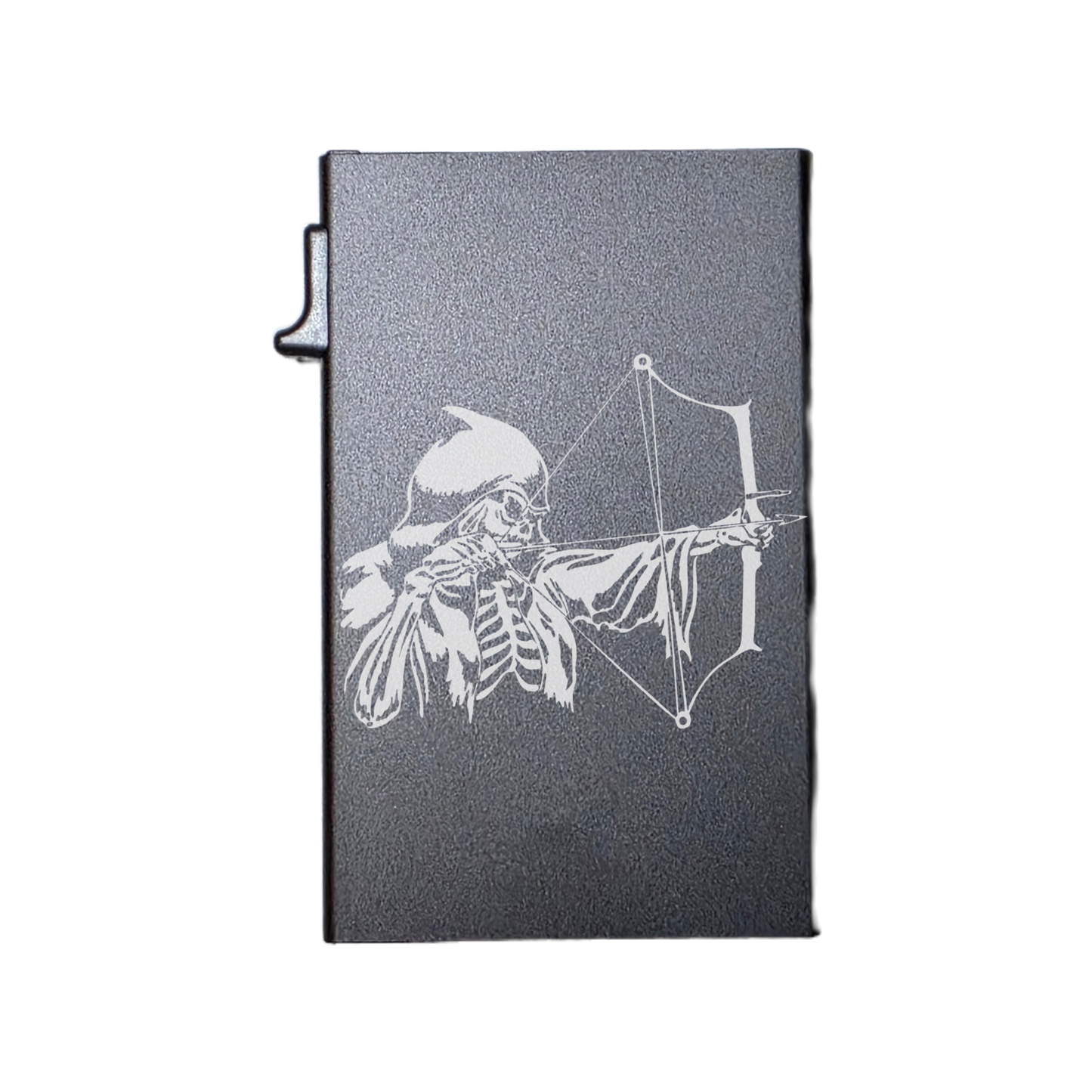 Skeleton with Bow - Custom Engraved Metal Ultra Thin Slim Wallet Minimalist Card Case Men Women RFID Card Holder