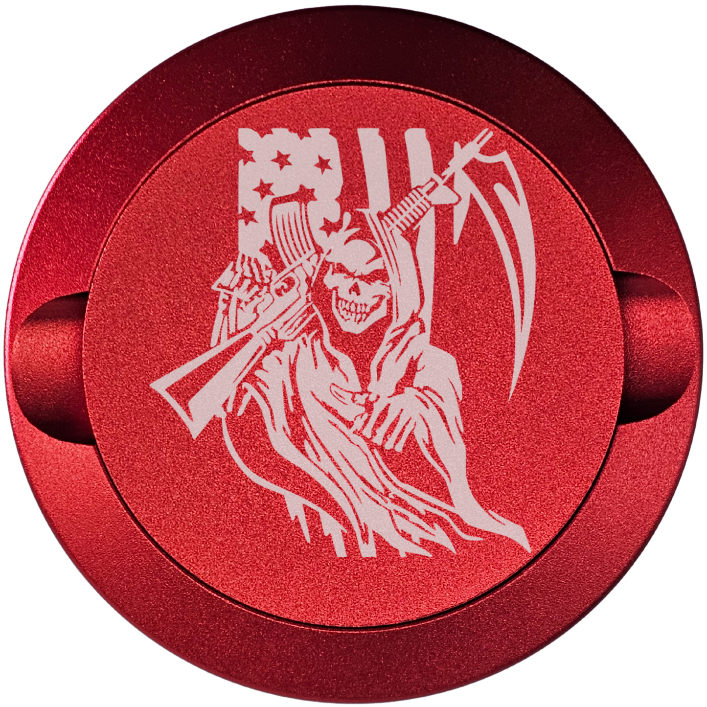 Reaper with Gun and Flag-My Tyn Co. Custom Aluminum ZYN Tyns for ZYN Pouches Waterproof and Airtight, 2 Compartments!