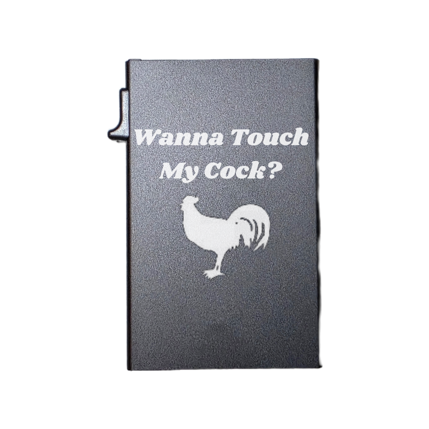 Wanna Touch My C@ck - Custom Engraved Metal Ultra Thin Slim Wallet Minimalist Card Case Men Women RFID Card Holder