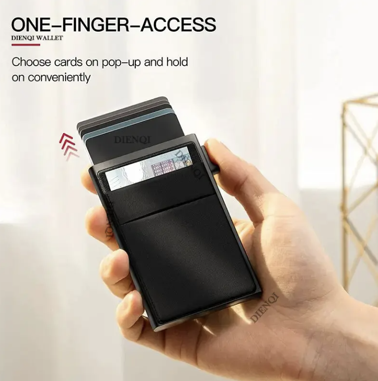 Bigfoot With Flag - Custom Engraved Metal Ultra Thin Slim Wallet Minimalist Card Case Men Women RFID Card Holder