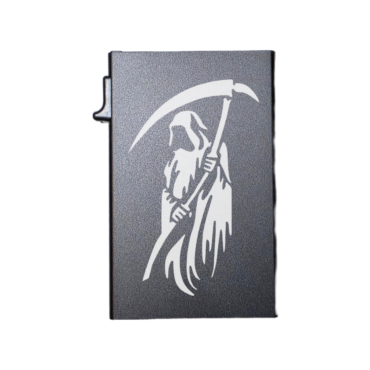 Reaper with Flag- Custom Engraved Metal Ultra Thin Slim Wallet Minimalist Card Case Men Women RFID Card Holder