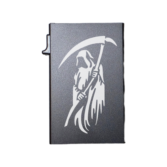 Reaper with Flag- Custom Engraved Metal Ultra Thin Slim Wallet Minimalist Card Case Men Women RFID Card Holder