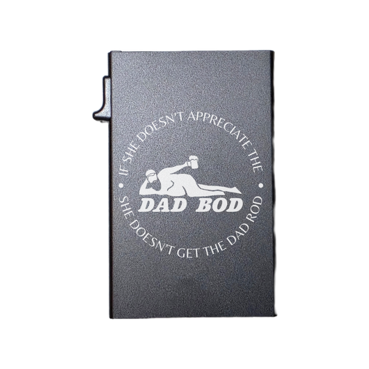 Dad Bod Dad Rod - Custom Engraved Metal Ultra Thin Slim Wallet Minimalist Card Case Men Women RFID Card Holder