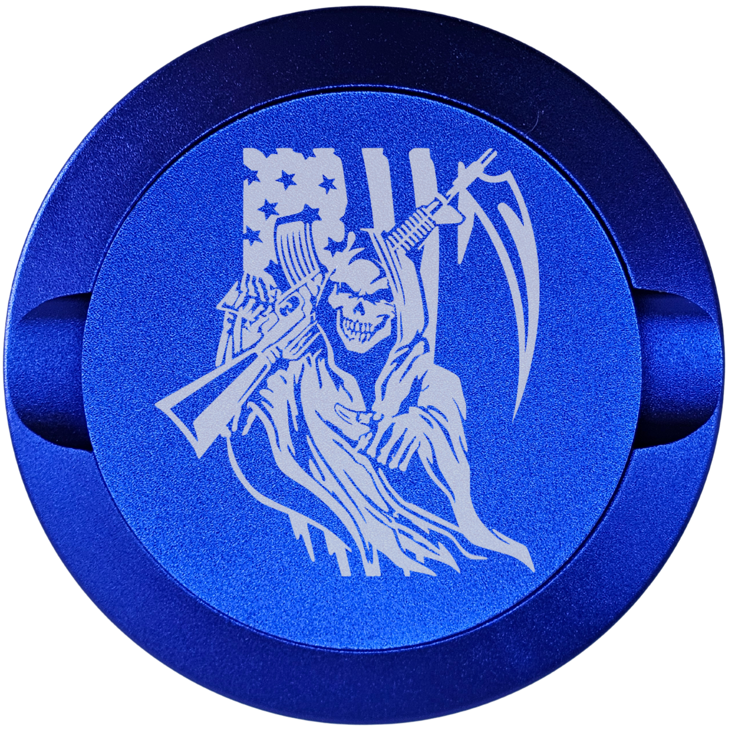 Reaper with Gun and Flag-My Tyn Co. Custom Aluminum ZYN Tyns for ZYN Pouches Waterproof and Airtight, 2 Compartments!
